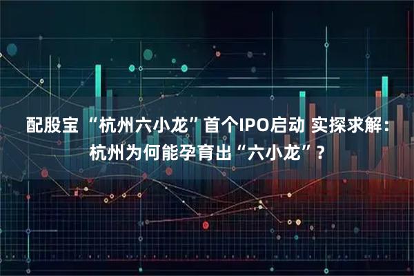 配股宝 “杭州六小龙”首个IPO启动 实探求解：杭州为何能孕育出“六小龙”？
